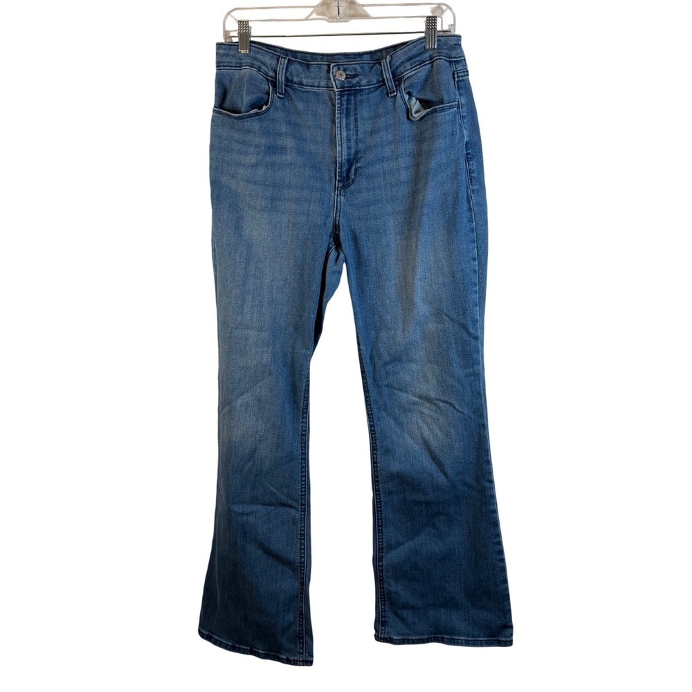 Old Navy Womens High Rise Flare Jeans Medium Wash Blue 12 Denim Pants 30" inseam